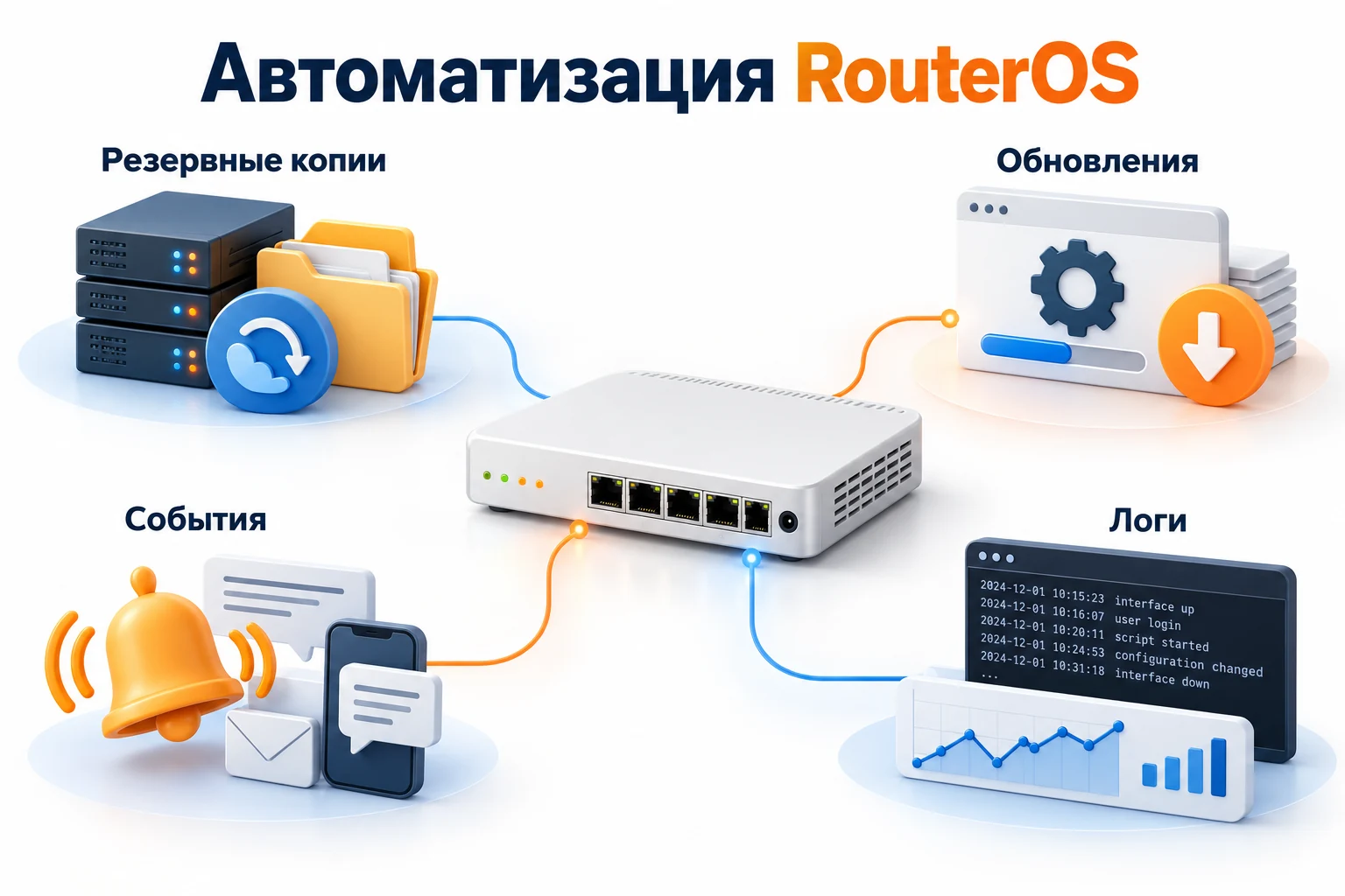 Автоматизация RouterOS: резервные копии, обновления, события и логи
