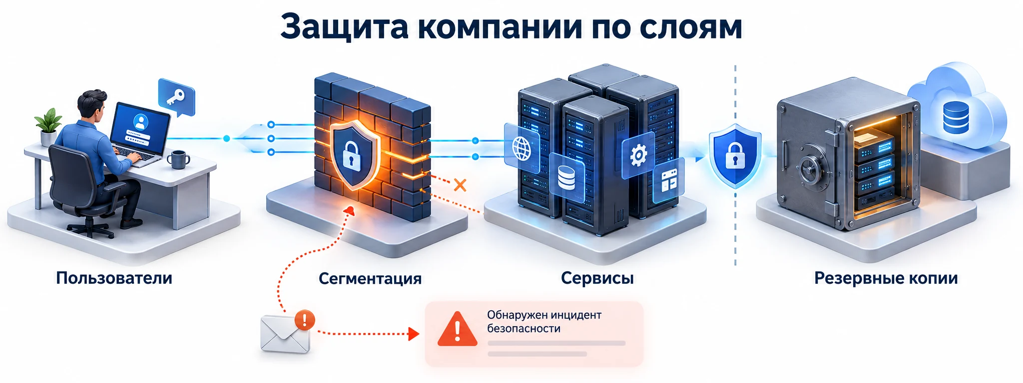 Защита компании по слоям: пользователи, сегментация, сервисы и резервные копии