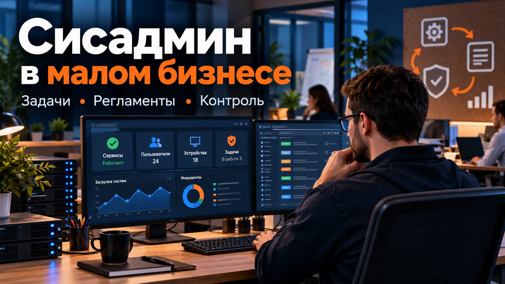 Концептуальная иллюстрация: Системный администратор в малом бизнесе: обязанности, регламенты и контроль ИТ
