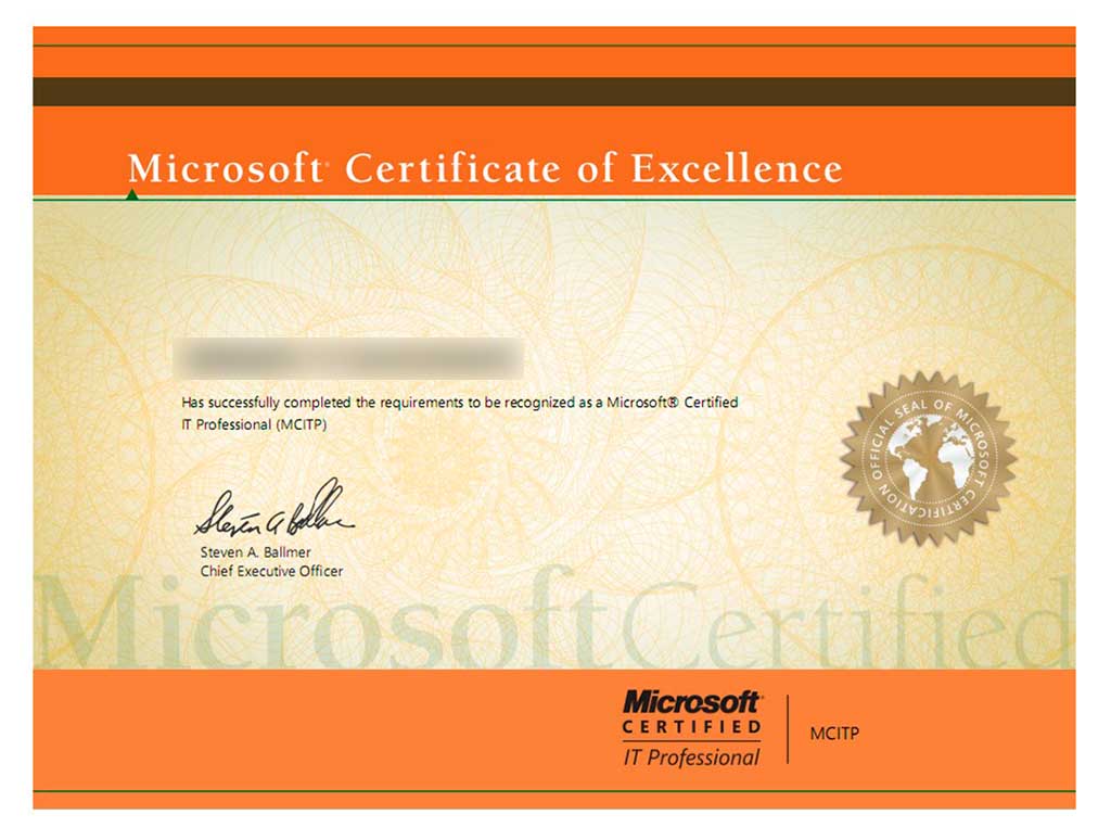 Сертификат Microsoft Certified IT Professional