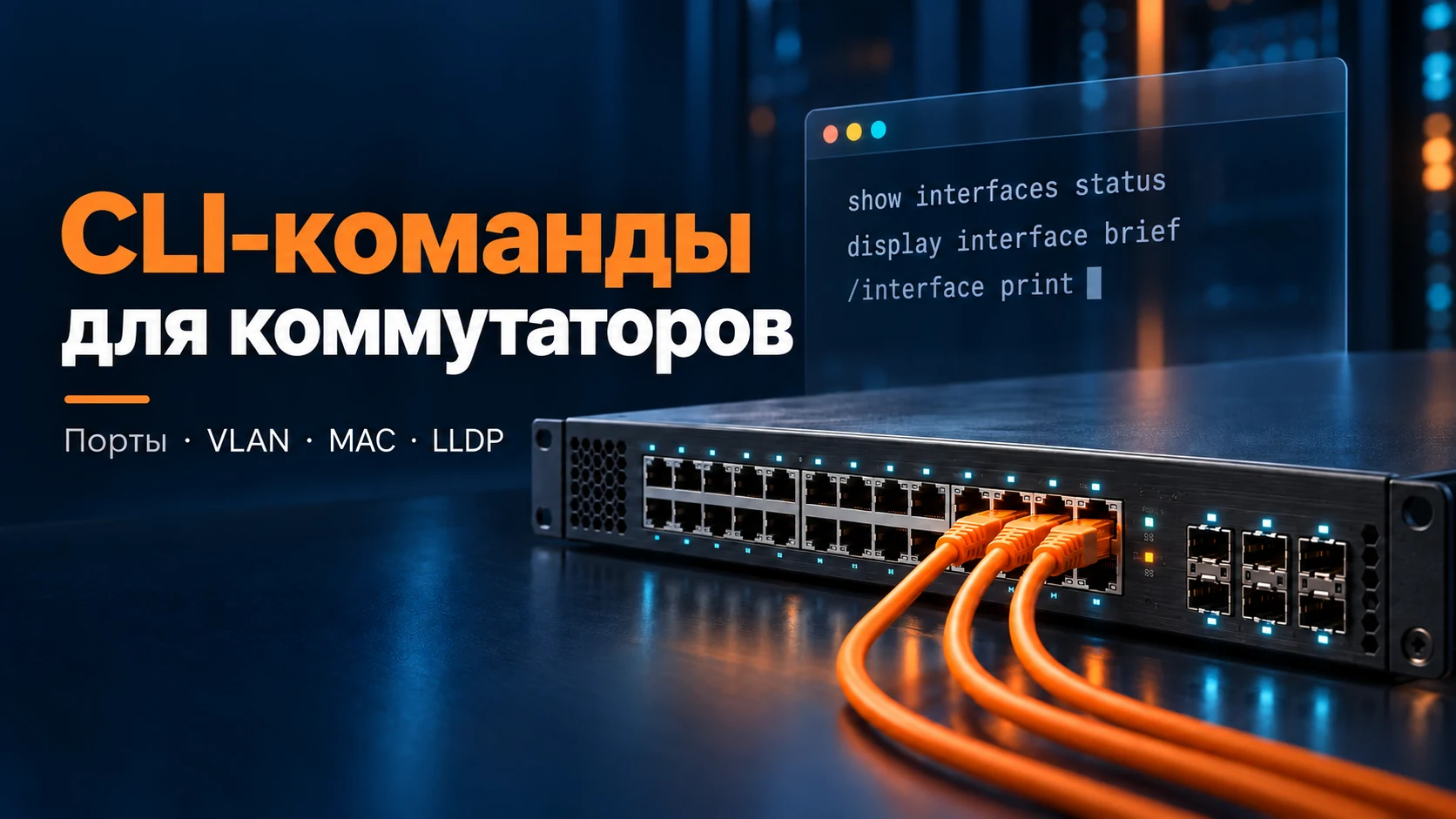 Коммутатор и консоль с CLI-командами