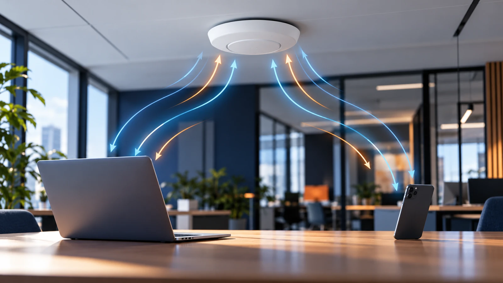 Двусторонняя Wi-Fi-связь между точкой доступа, ноутбуком и телефоном