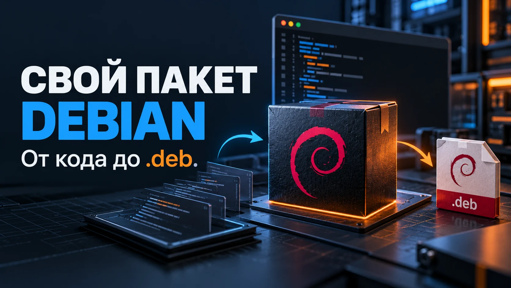 Как создать пакет Debian с нуля: исходники, debhelper, сборка и установка — техническая иллюстрация