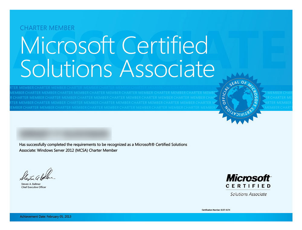 Сертификат MCSA: Windows Server 2012