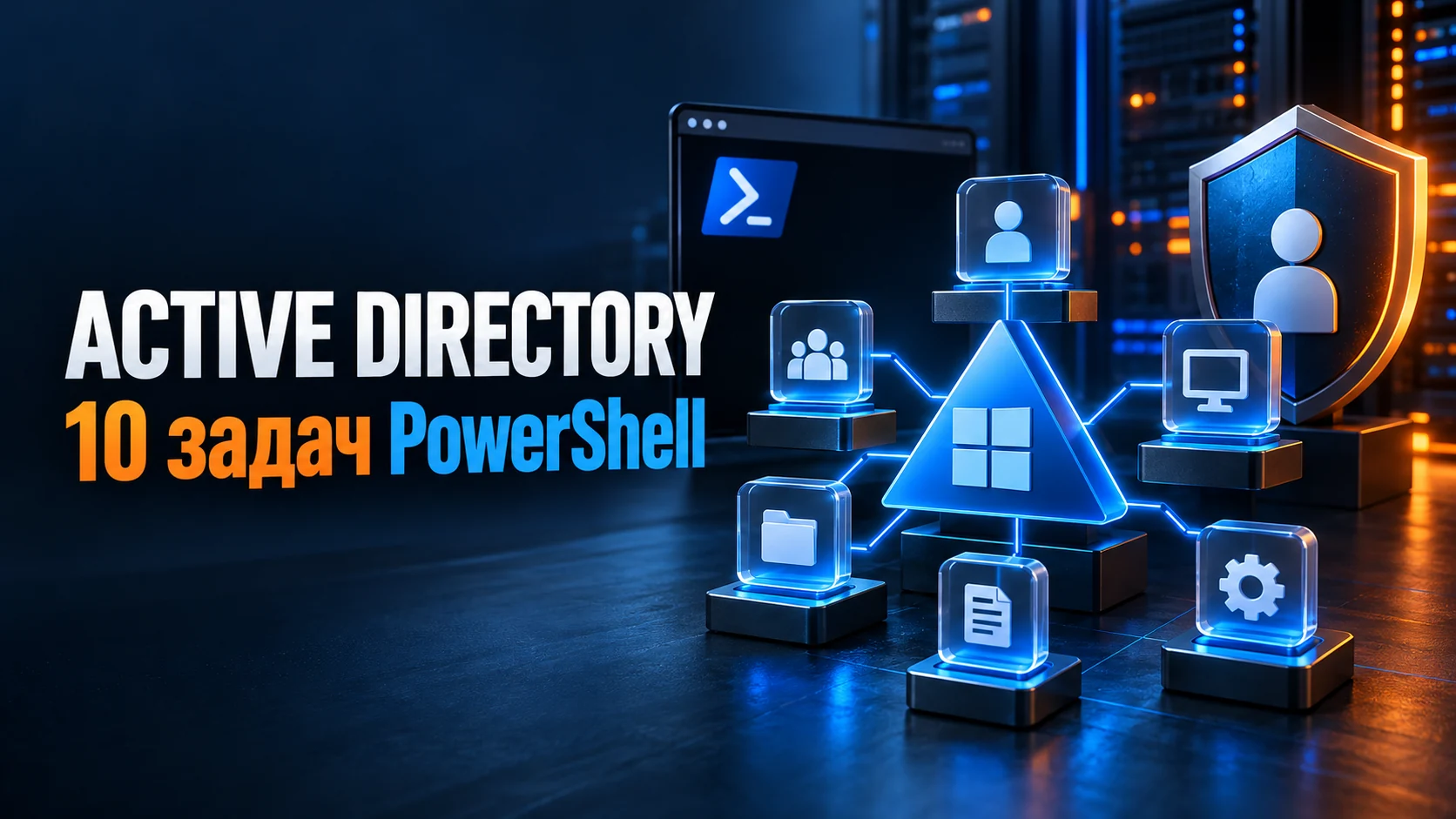 Active Directory и PowerShell: 10 задач администратора с проверкой и возвратом — техническая иллюстрация