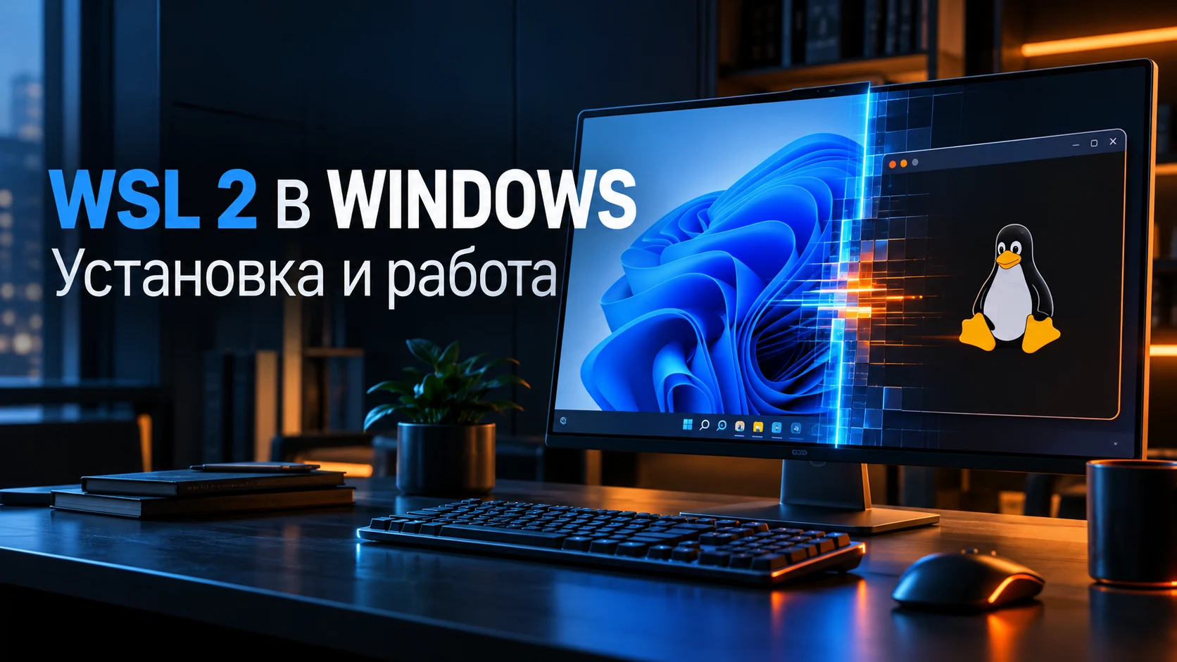 WSL 2 в Windows: установка Linux, сеть, файлы, резервная копия и устранение ошибок — техническая иллюстрация