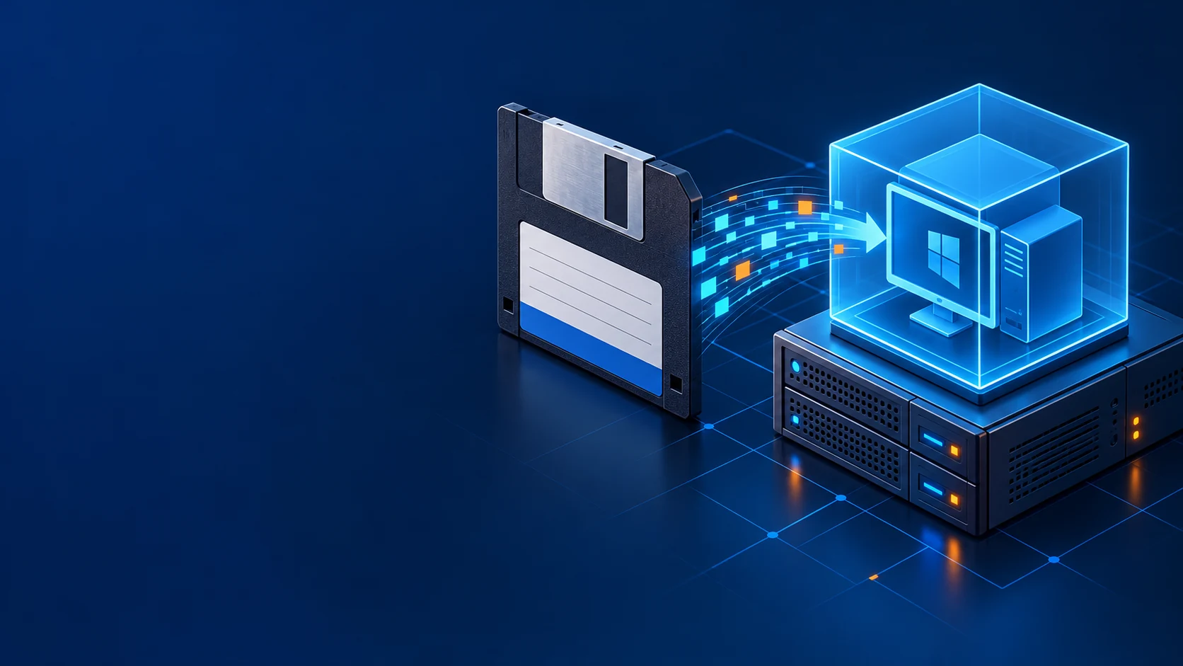 Виртуальный дисковод в Windows: SUBST, VHDX и образ дискеты — техническая иллюстрация