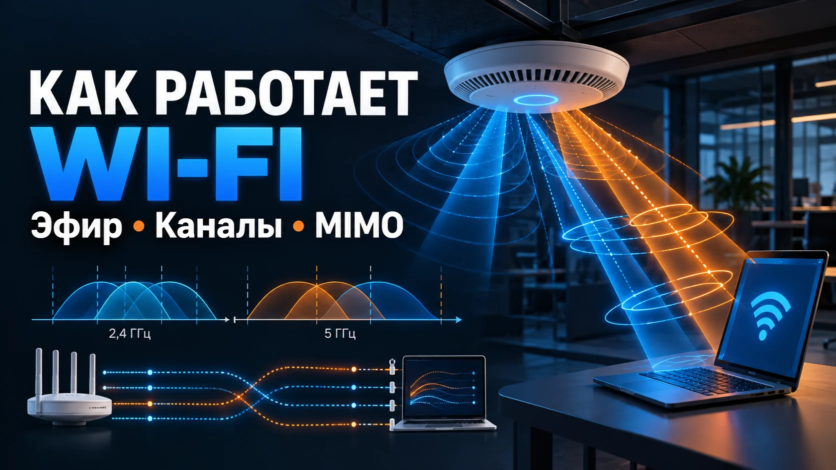 Wi-Fi: эфир, каналы, MIMO и другие нюансы, которые влияют на сеть — техническая иллюстрация