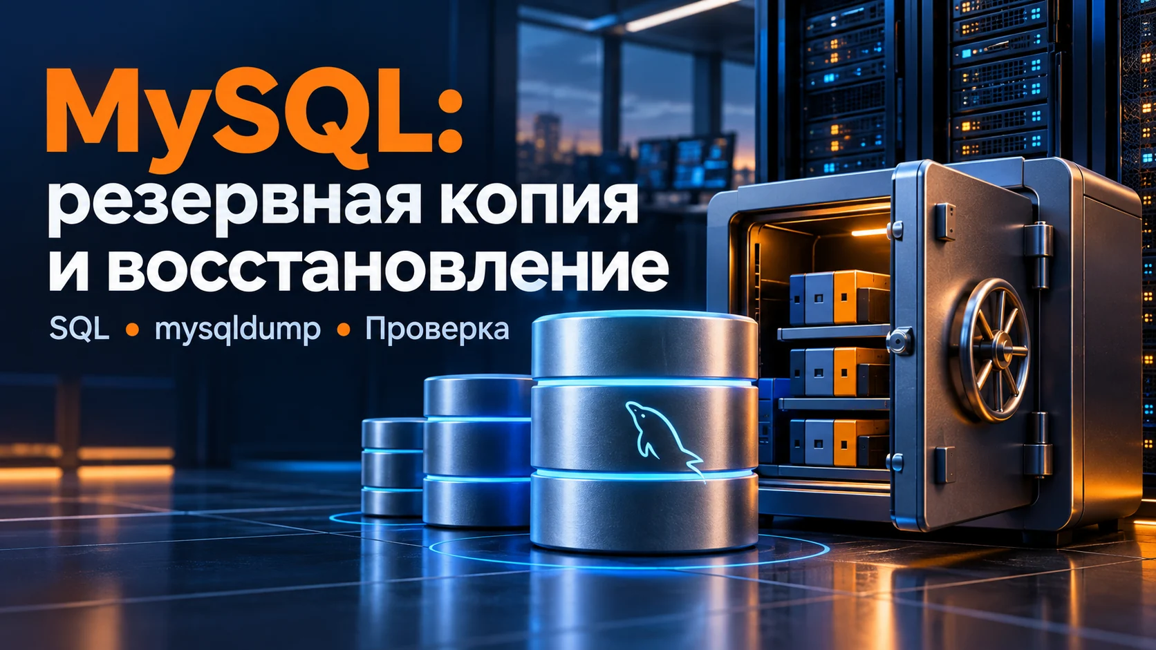 Концептуальная иллюстрация: MySQL для администратора: команды, права пользователей, резервное копирование и восстановление