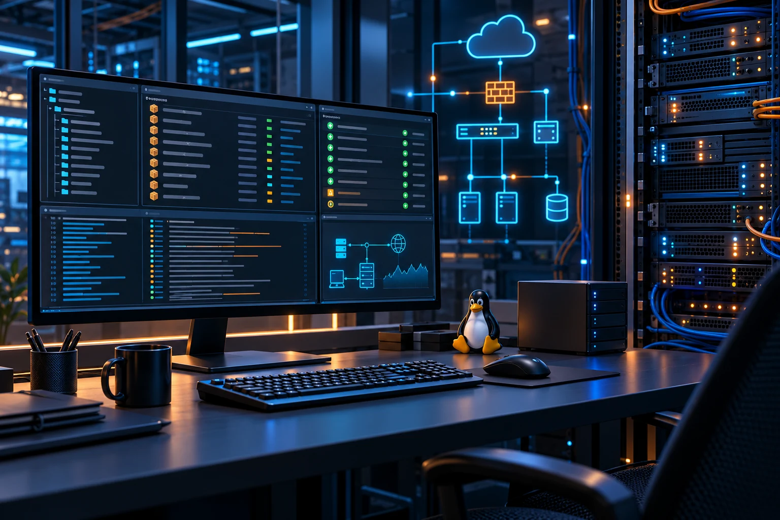 Рабочее место администратора Linux с терминалом, пакетами и сетью