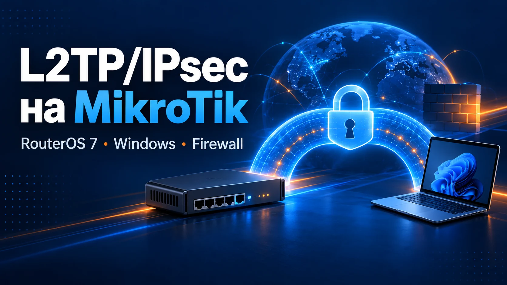 Концептуальная иллюстрация: L2TP/IPsec на MikroTik в RouterOS 7: настройка сервера, Windows-клиента и firewall Концептуальная иллюстрация: L2TP/IPsec на MikroTik в RouterOS 7: настройка сервера, Windows-клиента и firewall