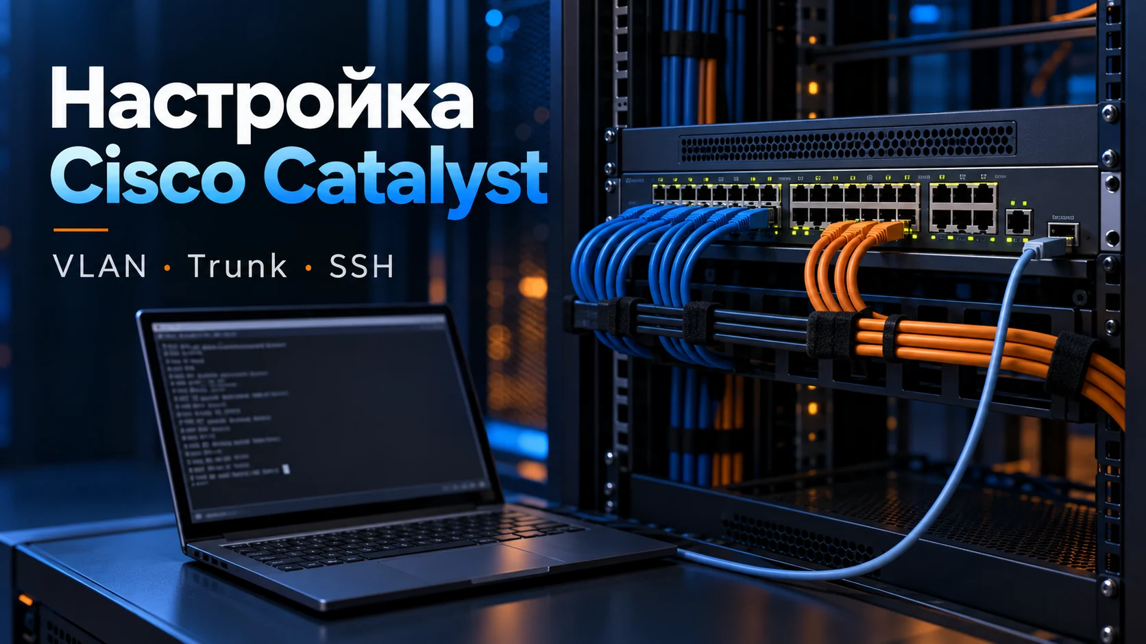 Начальная настройка Cisco Catalyst: VLAN, trunk, IP управления и SSH