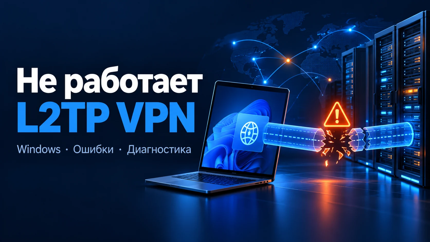 Диагностика недоступного L2TP VPN в Windows: ноутбук, защищённый туннель и корпоративные серверы